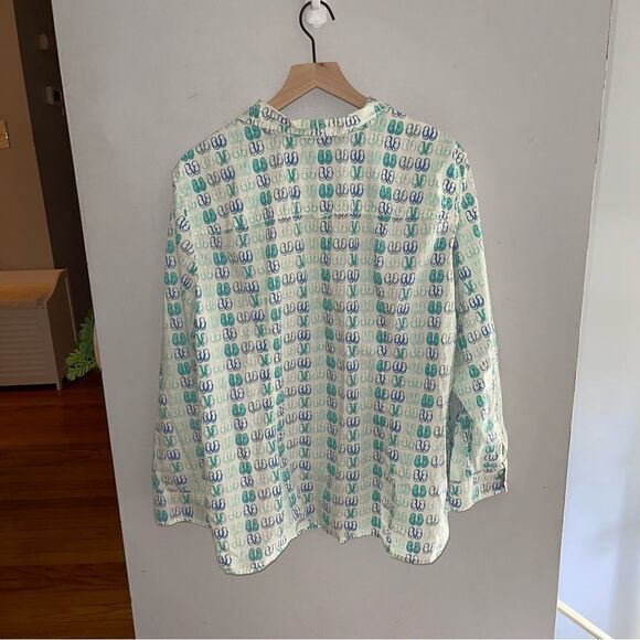 Talbots Button down collared long sleeve Top/Blouse Sandals Flip Flops 🩴 - Picture 3 of 6